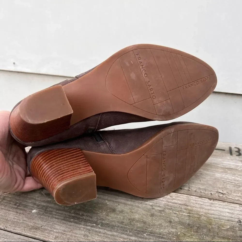 Franco Sarto Aeron brown Chelsea boot booties 7.5M